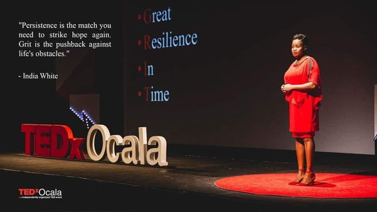 Dr. India White on the TEDxOcala stage